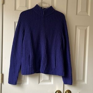 Eileen Fisher L Zipper Ribbed Wool Cardigan